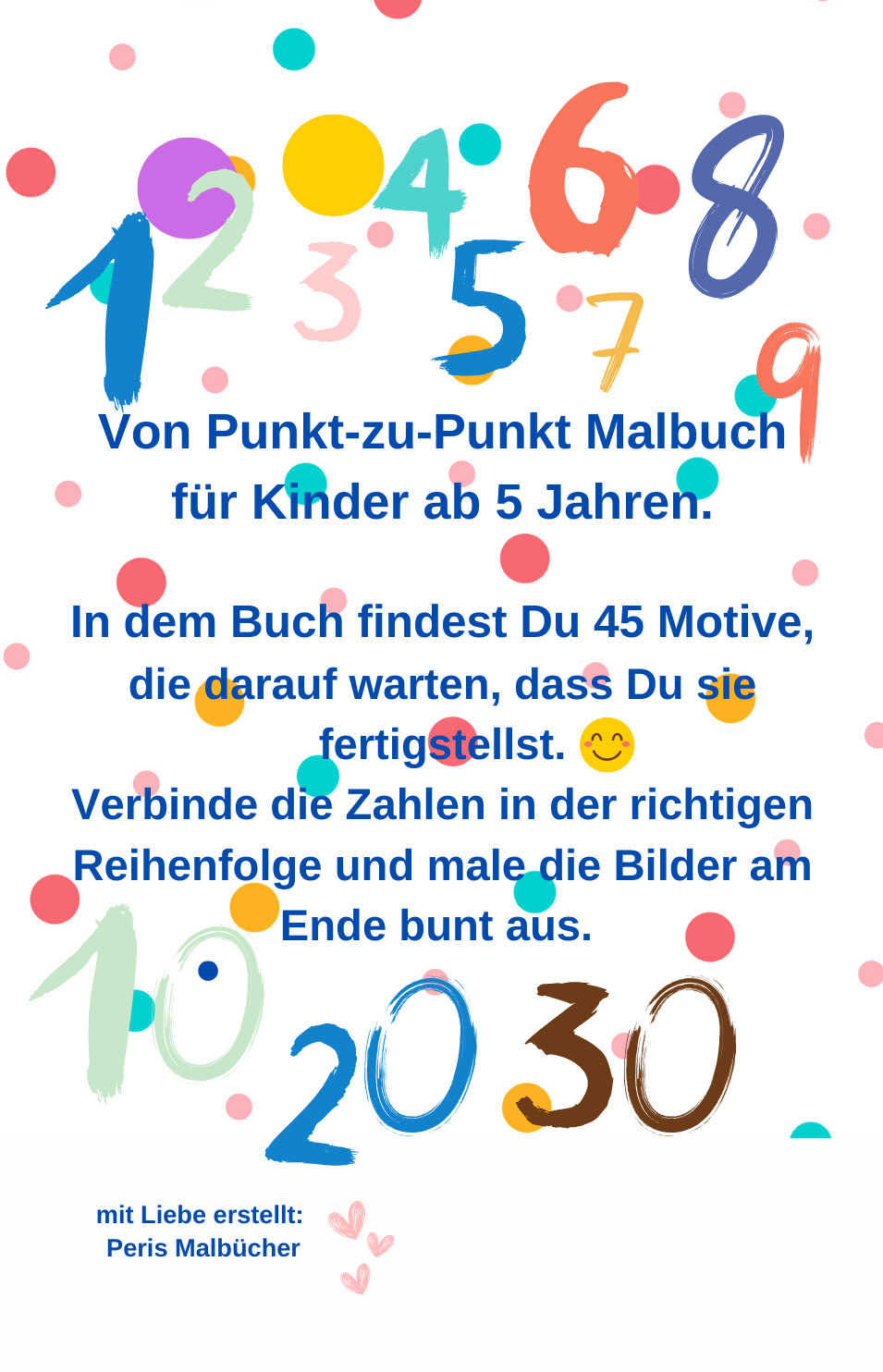 Rückseite des Punkt-zu-Punkt-Buchs für Kinder ab 5 Jahren mit Infos zu Zahlenraum 1 bis 50 und 45 Wintermotiven