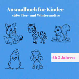 Ausmalbuch Kinder Vorderseite Cover – Tier- und Wintermotive